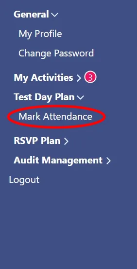 Test center module on menu