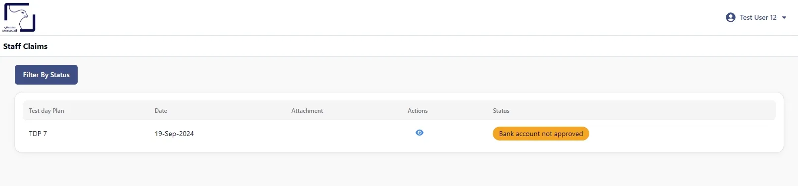 TDS staff claims menu