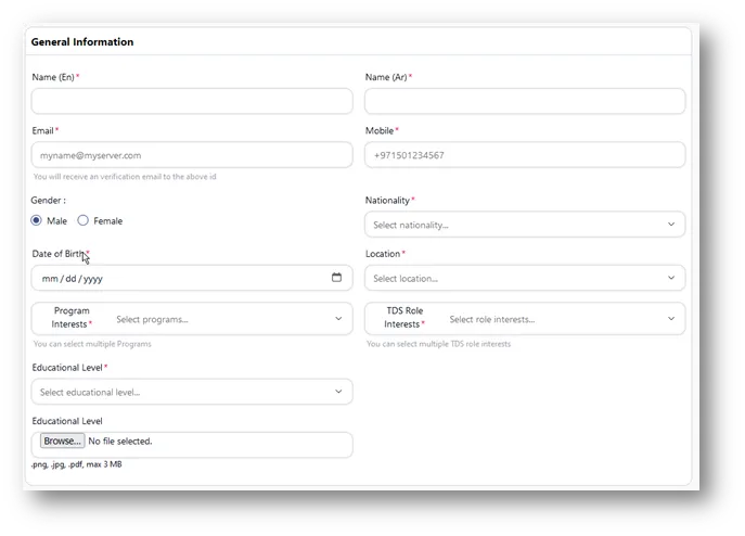 Staff Registration - General Section